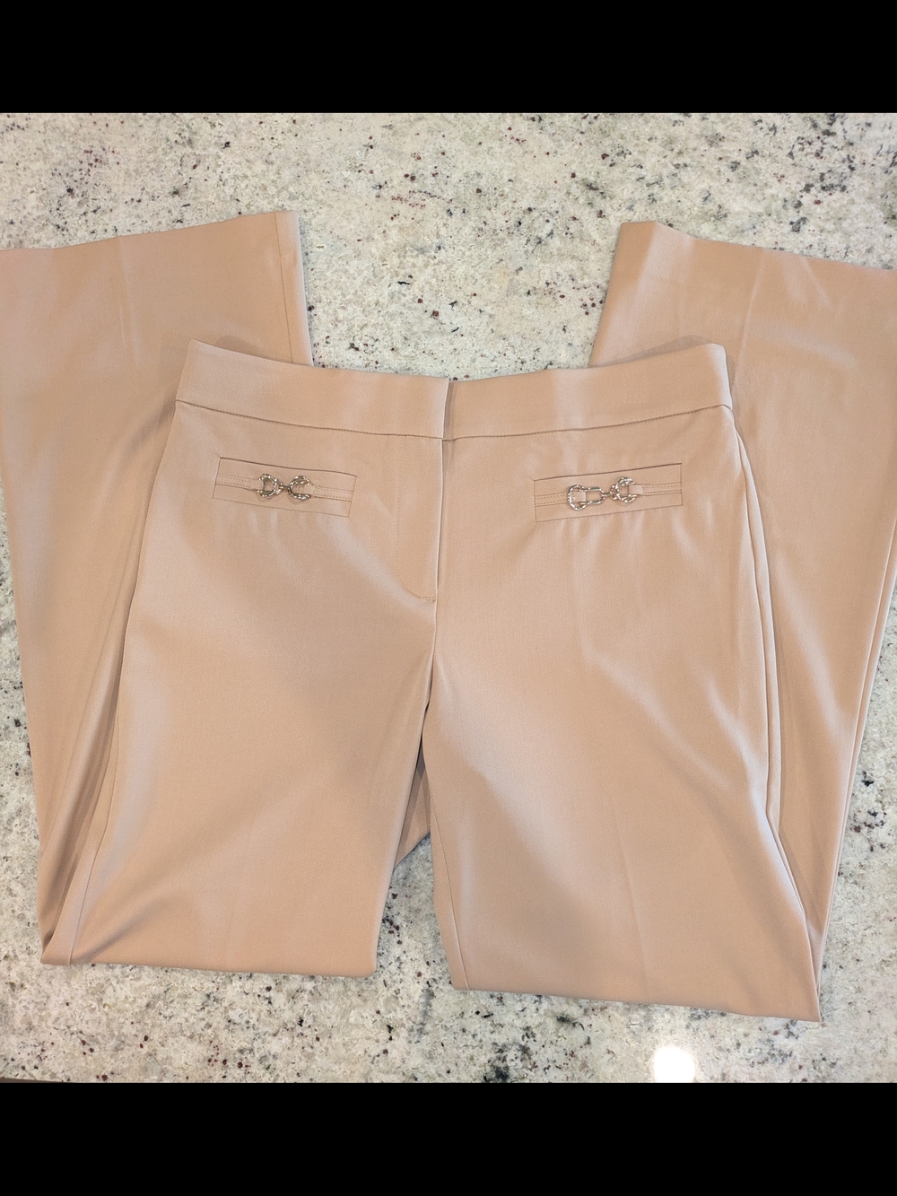 NWT Ann Taylor Tan Wide Leg Dress Pants Size 6 Gold Hardware Career Trousers